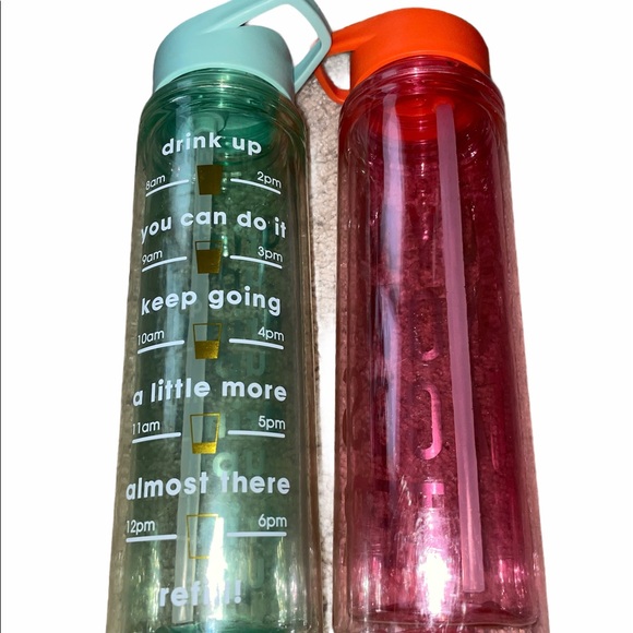 2 Motivational Water Bottles Drink Gym New 21 Oz - Picture 2 of 6